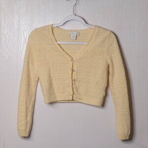 House of Harlow 1960 100% Cashmere Pastel Yellow Crop Cardigan - XS